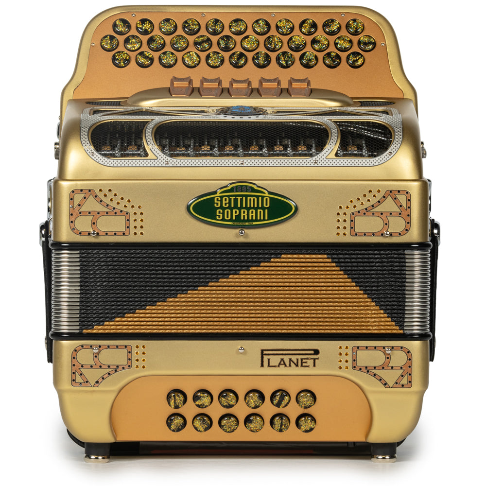 Settimio Soprani Retro 5 Switch Accordion FBE with Planet Reeds in Matte Gold with Black