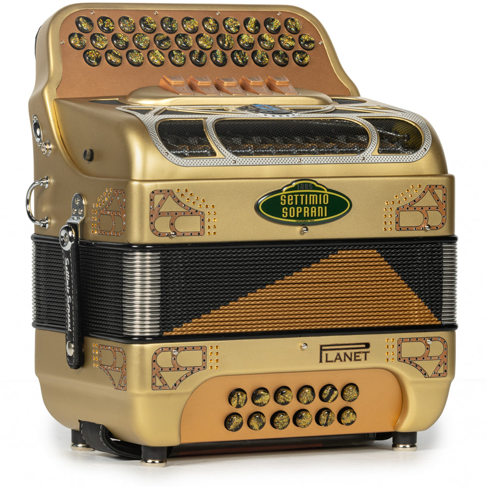 Settimio Soprani Retro 5 Switch Accordion FBE with Planet Reeds in Matte Gold with Black