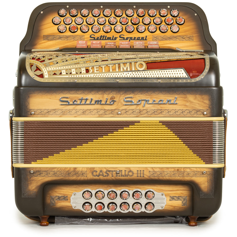 Settimio Soprani Castello III 6 Switch Accordion FBE-EAD in Matte Dark Wood with Silver