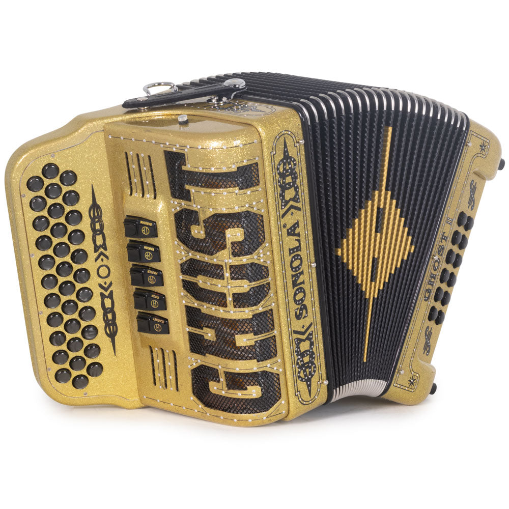 Sonola Ghost II Ultralight Accordion 5 Switch EAD Gold with Black-Accordions & Concertinas-Sonola- Hermes Music