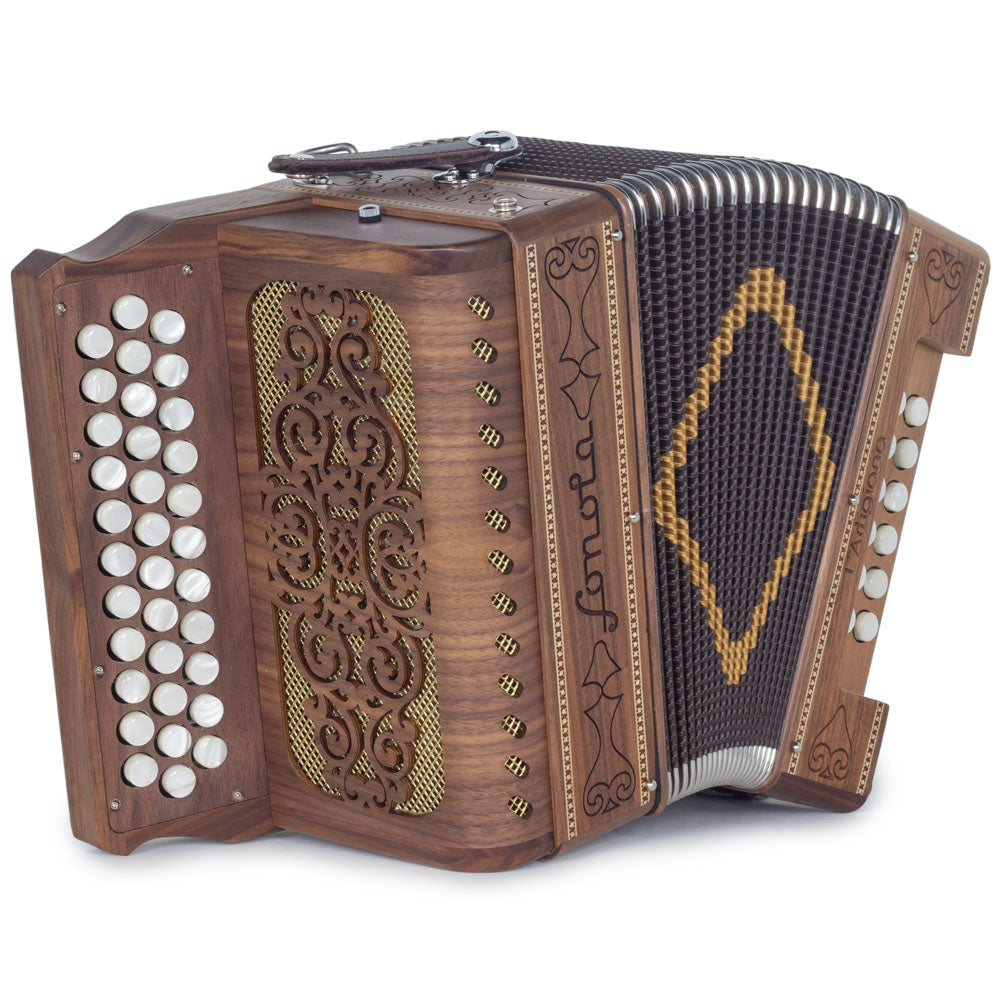 Sonola L'Artigiana Accordion No Switch FBE Wood with Gold Grill-accordion-Sonola- Hermes Music