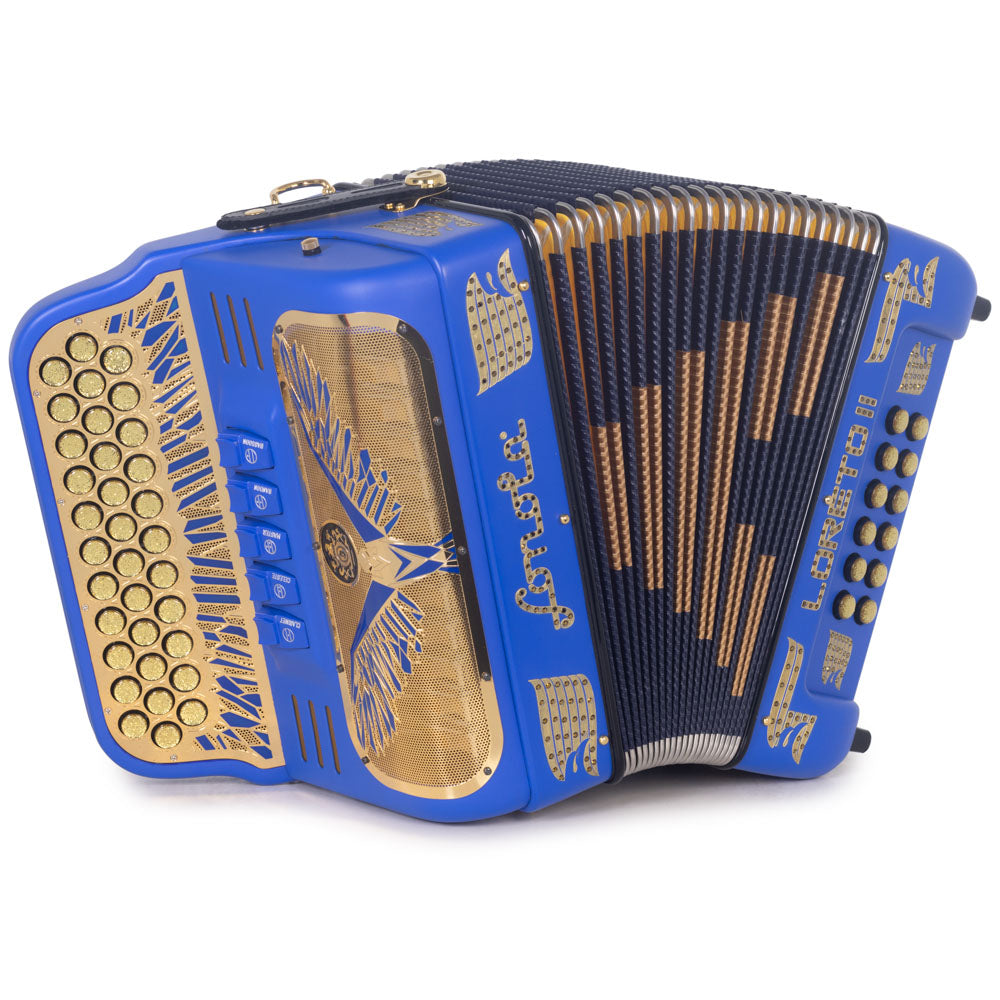Sonola Loreto II Ultra Compact Accordion 5 Switch FBE Blue with Gold-Accordions & Concertinas-Sonola- Hermes Music