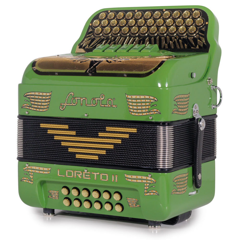 Sonola Loreto II Ultra Compact II Accordion 5 Switch FBE Green Avocado with Gold