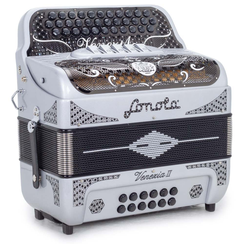 Venezia II Accordion 5 Switches FBE Silver with Black-accordion-Sonola- Hermes Music