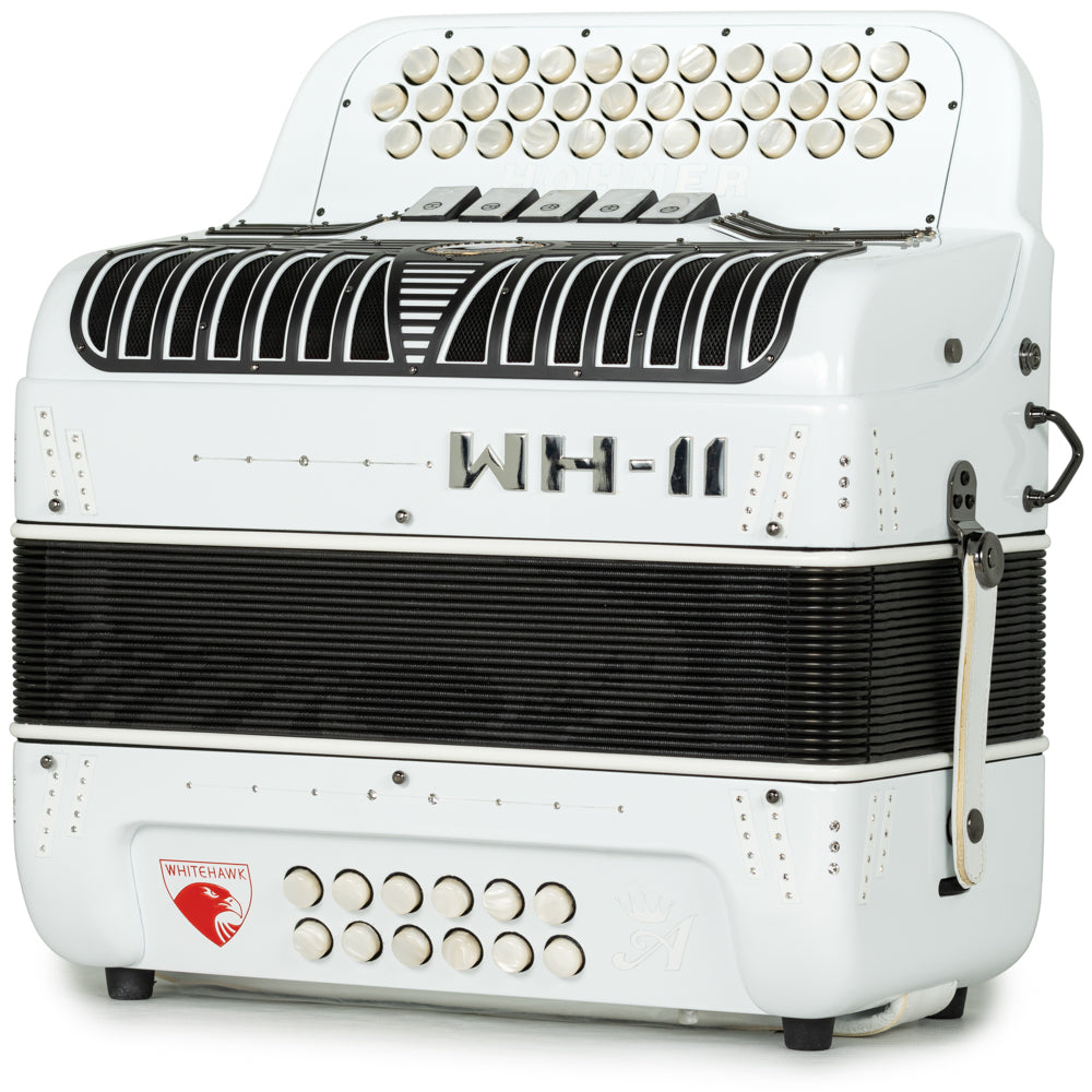 Hohner Anacleto White Hawk II Compact 5 Switch FBE Accordion in White