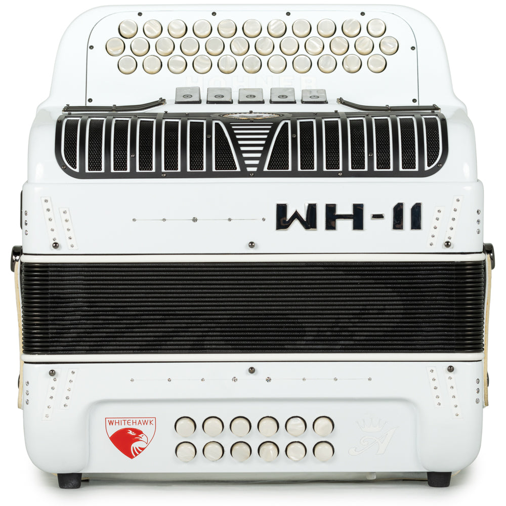 Hohner Anacleto White Hawk II Compact 5 Switch FBE Accordion in White