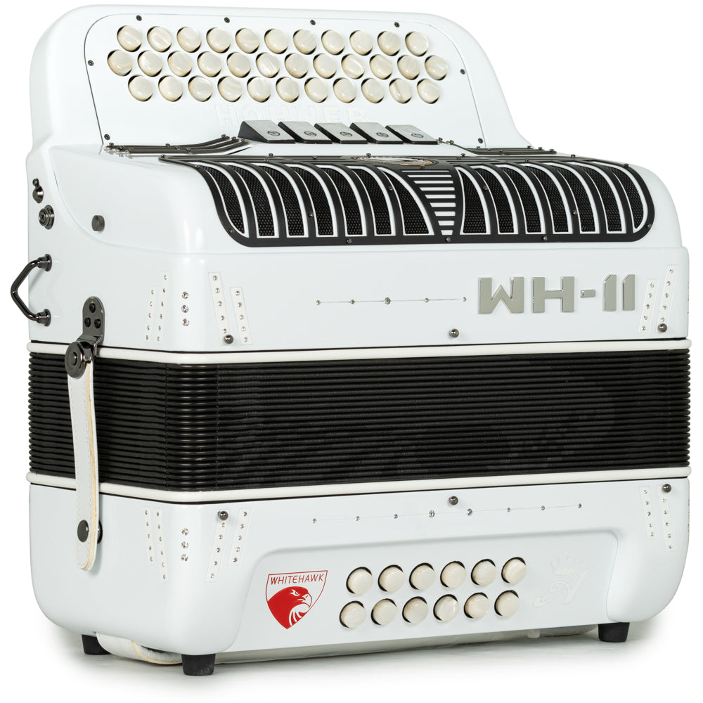 Hohner Anacleto White Hawk II Compact 5 Switch FBE Accordion in White