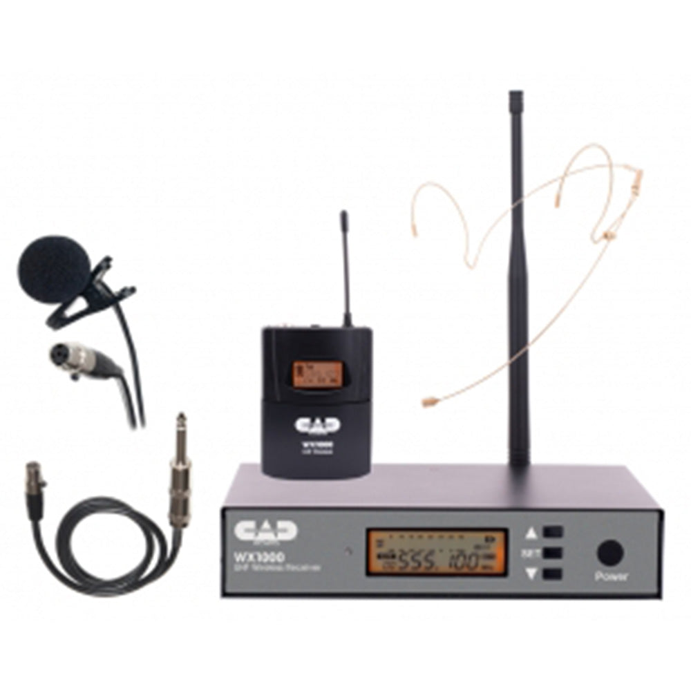 CAD MICRO WX1000BP-U Frequency Agile UHF Wireless BodyPack System with WX5 Guitar Cable WX7 Headworn-wireless system-CAD AUDIO-Hermes Music