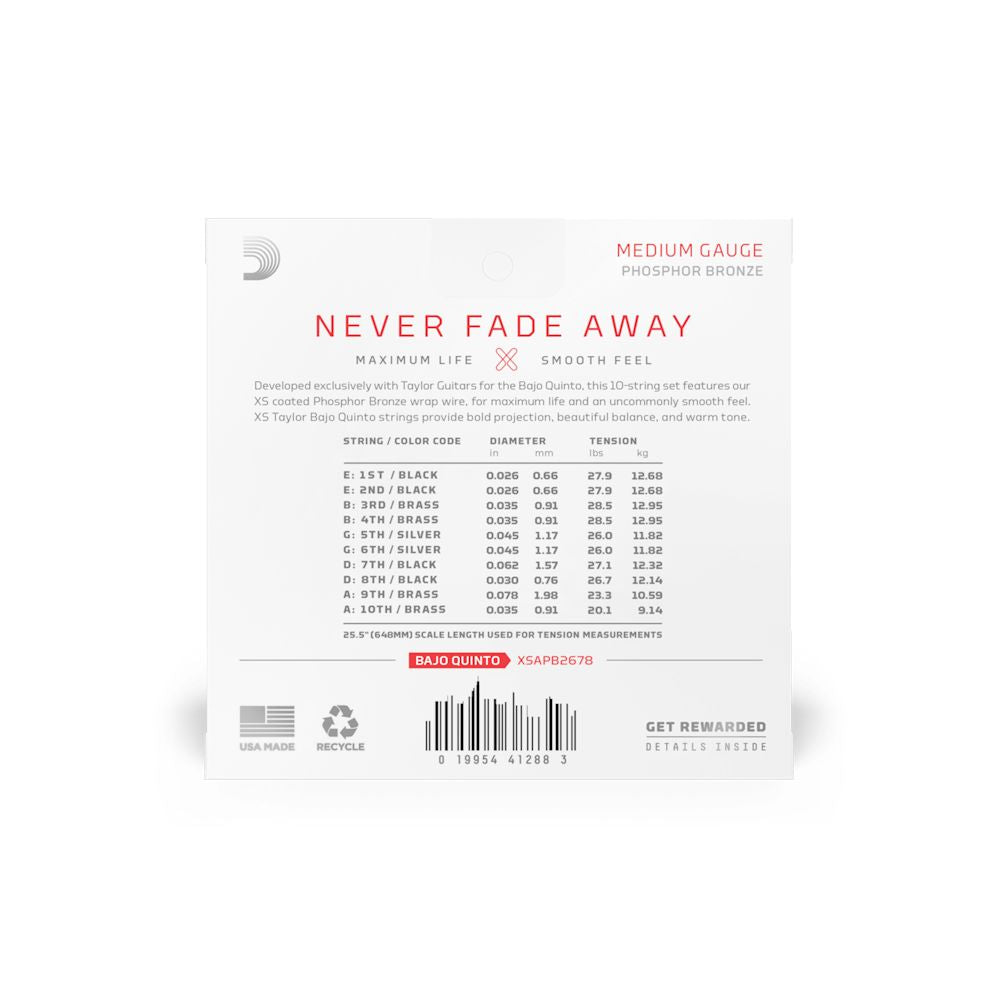 D’Addario 26-78 Medium Coated Bajo Quinto Set 10-String