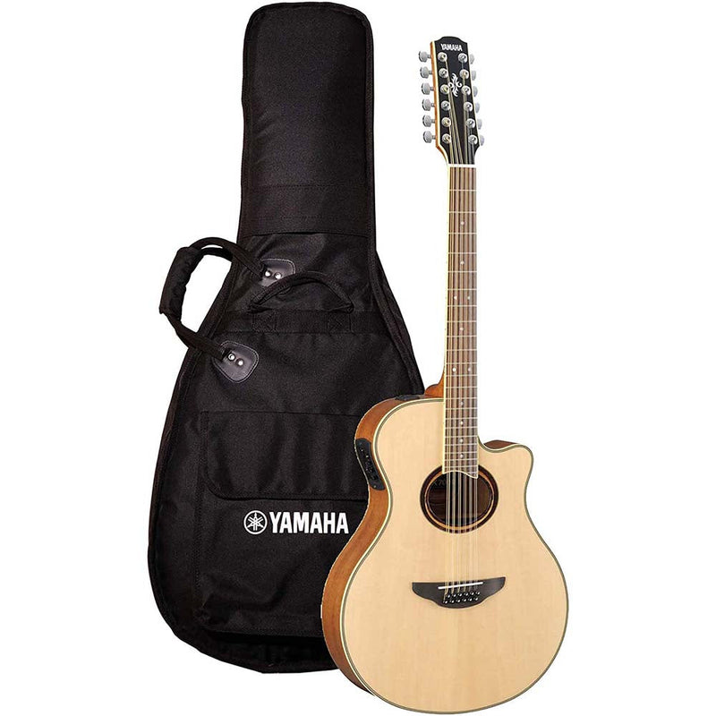 Yamaha 12 String Thinline Cutaway Acoustic-Electric Guitar Natural-guitar-Yamaha- Hermes Music