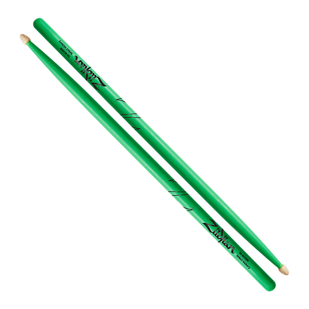 Zildjian 5A Acorn Neon Green Drumsticks-drumset-Zildjian- Hermes Music