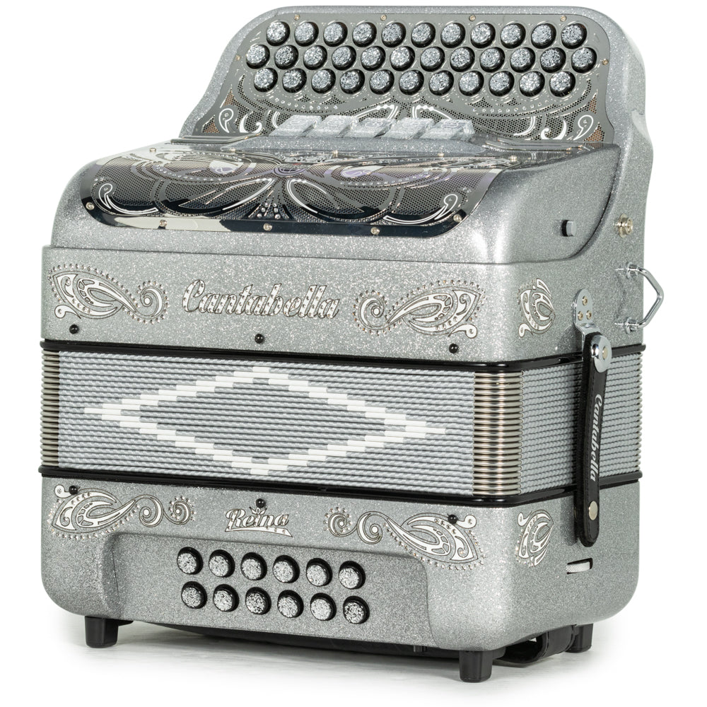Cantabella Reina Accordion 5 Switch FBE Silver Glitter with White