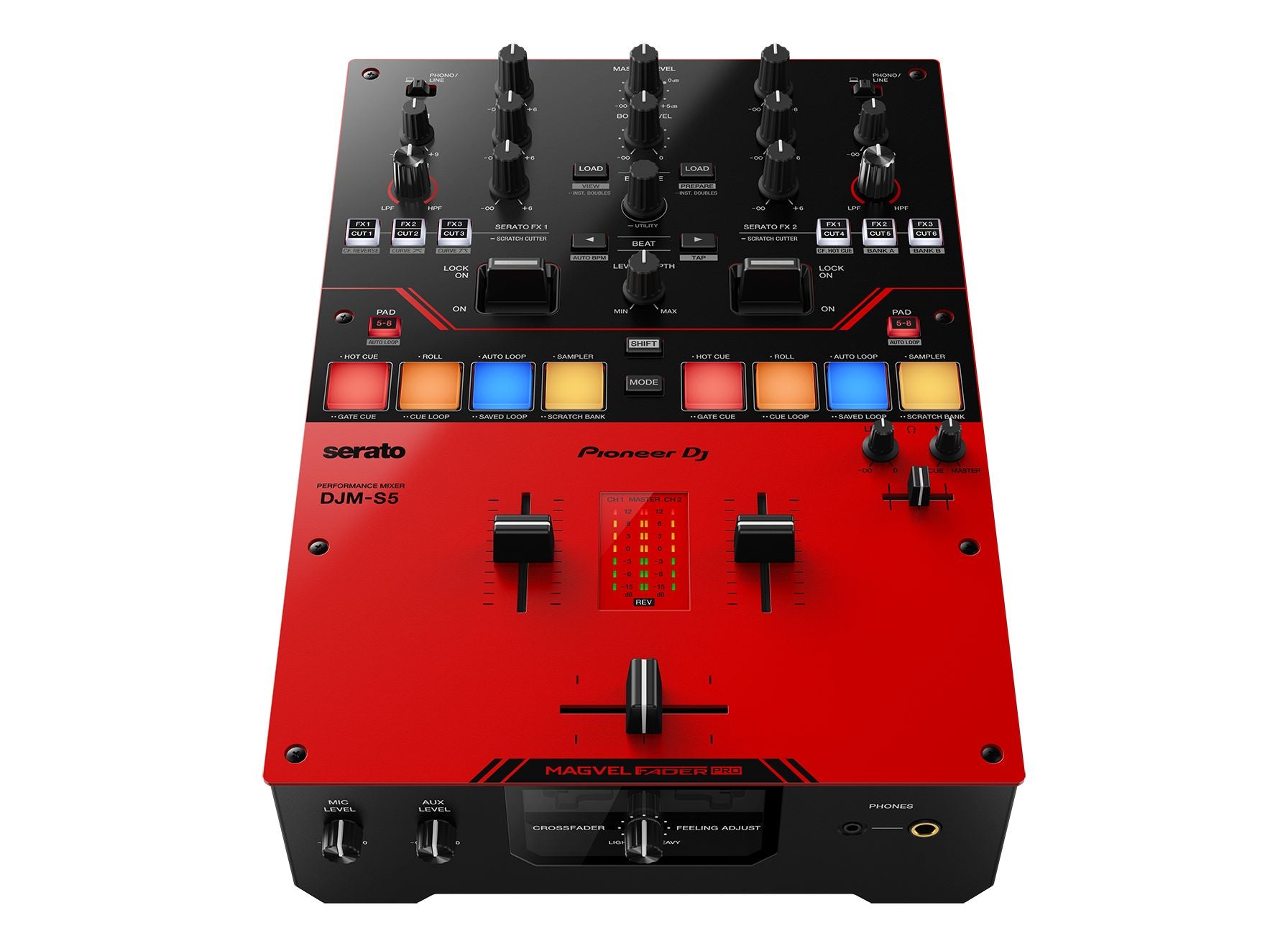 Pioneer DJM-S5 Scratch-Style 2-Channel DJ Mixer in Gloss Red