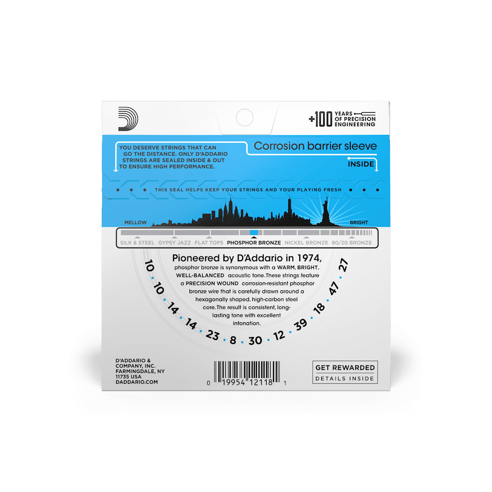 D'Addario EJ38 Light 10-47 Phosphor Bronze Light 12-String Acoustic Guitar Strings