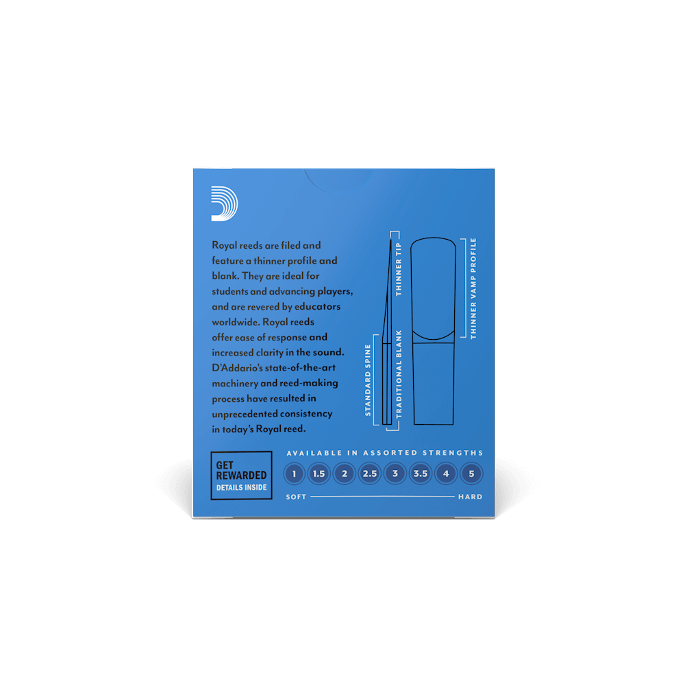 D'Addario Royal by D'Addario Alto Saxophone Reeds Strength 2.5, 10-Pack